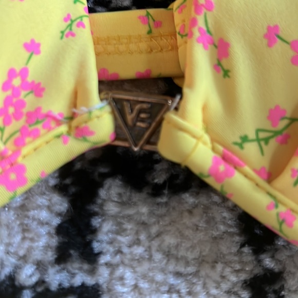 Vintage 1990’s Yellow Pink Floral Bikini Swimsuit Set High Waist Bottoms - Picture 4 of 15
